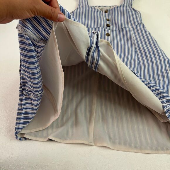American Eagle Striped Button Front Dress | Blue White Sleeveless Sundress | Siz - Picture 3 of 5